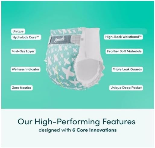 New Rascals Premium Absorbent Baby Diapers Size 2, 96 Count, with 5 Sensitive Infant Wipes