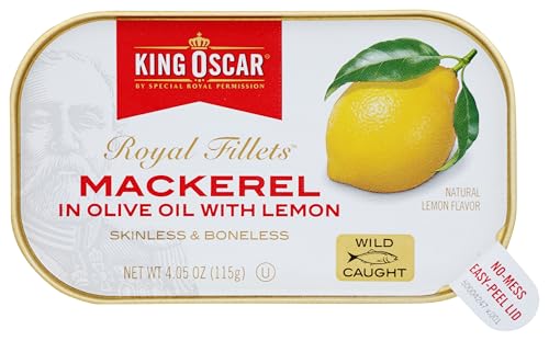King Oscar Skinless & Boneless Mackerel Fillets in Olive Oil with Lemon, 4.05-Ounce Cans (Pack of 1)