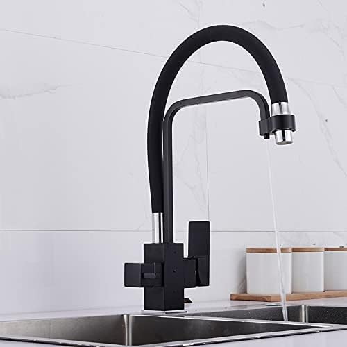 Grifo de Cocina Giratorio de 360° en latón Negro con purificador de Agua, Grifo multifunción para Fregadero, Ideal para Bares, Casas de Campo y Uso Comercial.