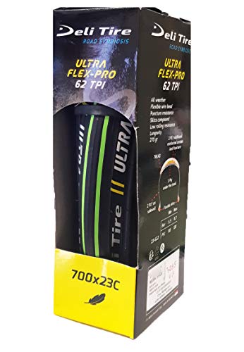 Cubierta Verde Antipinchazos Neumatico Rueda 700 x 23C Bicicleta 62 TPI 3285vd