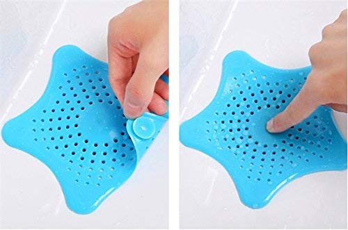 HEMJEX Silicone Sink Filter Bathroom Hair Catcher Star Shaped Strainer (Multi Colour) 2
