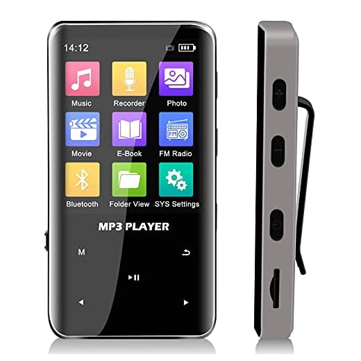 Portable Bluetooth MP3 Player with Clip - Wireless Mini Digital HiFi Lossless Sound Music Players with 2.4 '' Screen, Wearable Small Black Walkman Audio Player with 32GB Memory for Sport and Running