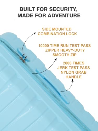 Image of Teakwood MA Trolley Bag, Hard Cabin with Zipper Closure, Adjustable Push Button & Cross Side Strap, Number Lock System 360 Degree (Small, Sky Blue)