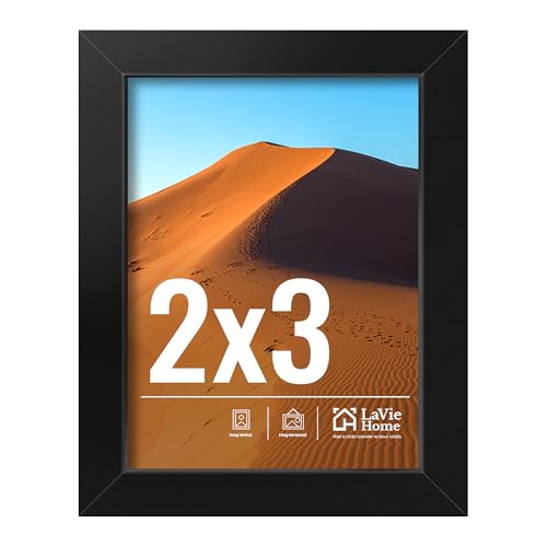 LaVie Home 2x3 Picture Frame, 2 x 3 Black Picture Frame with HD Plexiglas, 2 by 3 Display Frame 1 Pack, Classic Collection
