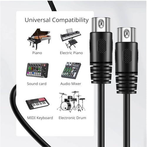 TNP MIDI Câble (1FT, 1 Boîte) - 5 Épingle DIN Hommes Audio MIDI à MIDI Connecteur Interface Jack câble fil de connexion