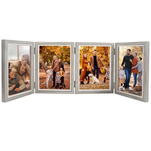 SRunDe Bilderrahmen Collage 4 Bilder für 12.5x17.5cm Bilderrahmen Klappbar...