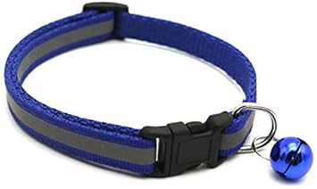 Kiki N Pooch Nylon Reflective Safety Cats Collar with Bells - Blue, cats, Nylon, (Pack of 1)