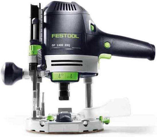 Close-up of Festool OF 1400 EBQ-Plus Router showing depth adjustment controls