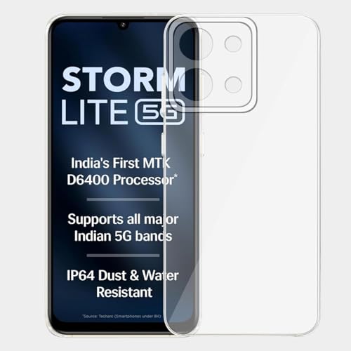 Image of COVERBLACK Flexible Rubber Case Back Cover Compatible for Lava Storm Lite 5G (2025) - Transparent