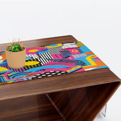 Chemin de table abstrait de 274,3 cm anti-rayures pour grande table