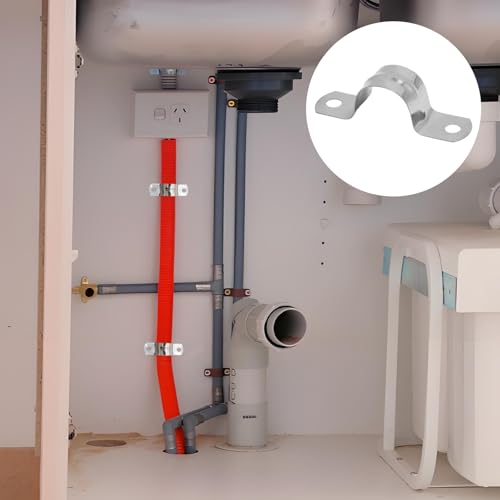 Image of 32Pcs 20mm / 3 /4 inch Stainless Steel U Bracket Pipe Clamps | Conduit Clamps, Rigid Pipe Strap, Two Hole Cable Strap, Fit for Tube, Wire Cord, Pipe (OD 20mm / 3 /4 inch is not ID 20mm / 3 /4 inch)