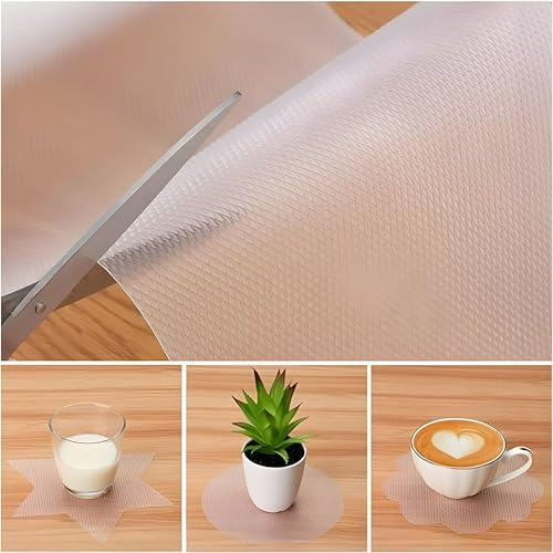 Image of Hian White EVA Non-Slip Drawer & Cabinet Liner 300x45 CM - Food Grade, Waterproof & Washable Fridge Shelf Mat | Diamond Texture Cupboard, Table & Kitchen Organizer