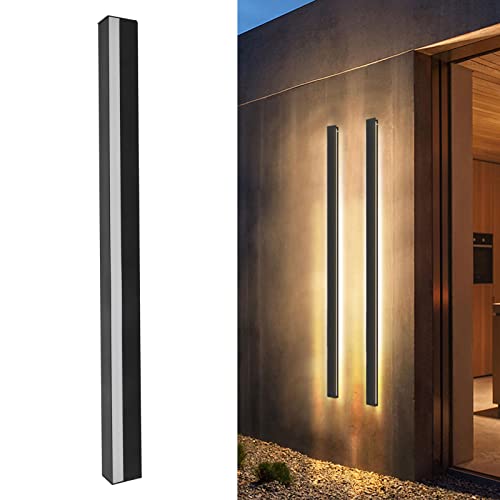 Fewb LED Indoor Wall Light, Modern Long Strip Wall Sconces IP43 Waterproof Wall Lamp, 3000K Garden Exterior Wall Lighting Fixture Lamps for Courtyard Porch Patio Anti Rust(80cm / 31.5in)