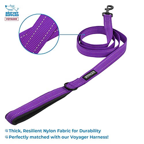 Image of Best Pet Supplies Voyager Step-in Lock Pet Harness w Reflective Pet Leash Combo Set with Neoprene Handle 5ft - Supports Small, Medium and Large Breed Puppies /Cats - Purple, XXS