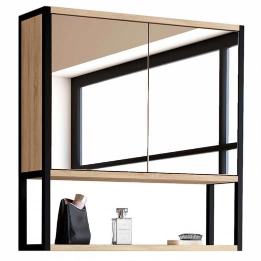 IDMarket DETROIT - Mueble de almacenamiento colgante con espejo para baño