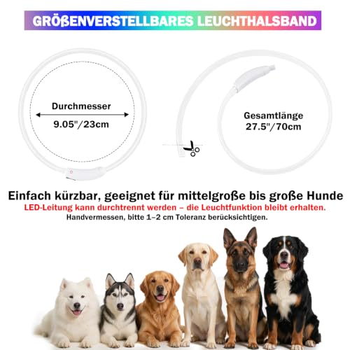 Nepfaivy Leuchthalsband Hund USB Aufladbar, LED Halsband Hund, Mehrfarbig – Ansicht 2