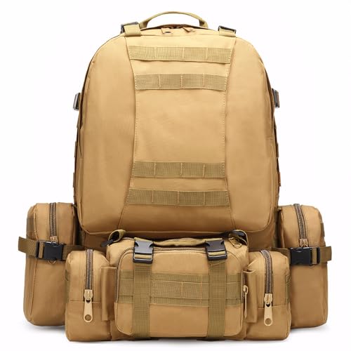 Military Tactical Backpack for Men 60L Waterproof Bug Out Bag Survival Rucksack Go Bag Emergency Molle System Army 3 Day Assault Pack for Hiking Hunting Camping Tan - Image 4