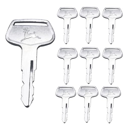 10 PCS Ignition Keys CH12206 Compatible with John Deere Tractors 650 670 750 770 790 870 970 990 1050 1070 1250 1450 1650 3005 4005, Not Fit John Deere 430 850 and 950