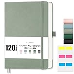 EMSHOI A5 Notebook Blank Journal - 120 GSM Hardcover Leather Sketch Book with Doodle Stencil, 160 Pages Unlined, Plain Art Sketchbook for Women Men Work School Drawing, 14.5 x 21cm - Light Green