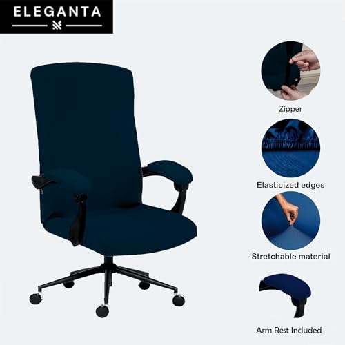 Image of Eleganta Stretch Boss Office Chair Cover Printed Computer Chair Covers with Armrest Cover Universal Removable Spandex Rotating Chair Slipcovers Soft Desk Chair Seat Protector Dark Teal (Pack of 1)