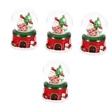 ABOOFAN 4 Uds Caja De Música De Navidad Decoración De Mesa De Comedor Adornos De Árbol De Navidad Decoración De Mesa De Comedor Globo De Nieve Figuras Musicales Globo De Nieve con Música