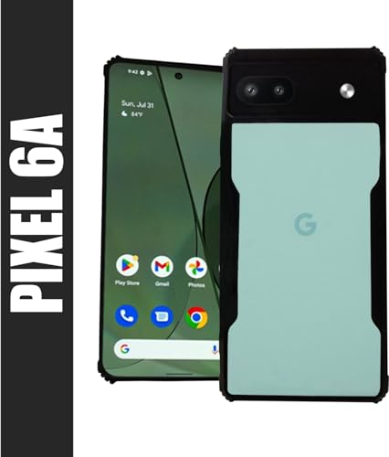 Image of AIBEX Crystal Clear Back Cover Case for Google Pixel 6A | 360 Degree Protection | Shock Proof Design | Transparent Back Cover Case (PC & TPU, Black Bumper)