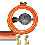 500 cm Gasschlauch (PVC) + Druckregler 30mbar mit Herstellungsdatum aufgedrückt, zum Anschluss von viele Campingkochern, Hockerkochern, Grillgeräten, Kühlboxen, Leuchten usw.