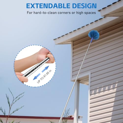 Image of SetSail Cobweb Duster with Extension Pole, for Cobweb Cleaning,Blue