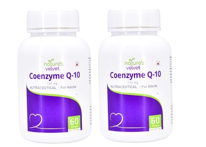 Natures Velvet Coenzyme Q-10 Rich in Antioxidant, Promotes Heart Health & Boosts Energy, 60 Softgels (Pack of 2)