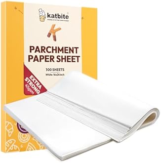 Katbite 16x24 inch Heavy Duty Parchment Paper Sheets, 100Pcs Precut Non-Stick Full Parchment Sheets for Baking, Cooking, Grilling, Frying and Steaming, Full Sheet Baking Pan Liners [Advanced Series]