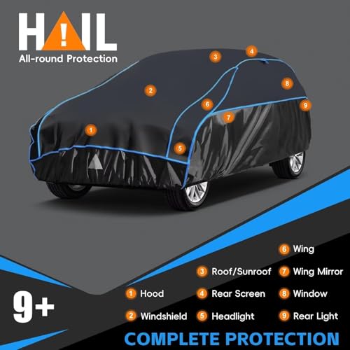 Image of Hail Protector Car Cover for SUV, Anti Hail Car Covers Thick Multi-Layered EVA Outdoor, Hail Proof Car Cover All Weather, Hail Protection Padded Fit Large SUV Jeep (Length 202 to 211 inch)