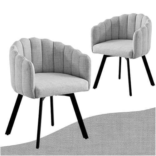 SDXYSTCE Lot de 2 Chaises Pivotantes de Salle a Manger - Tissu Moderne Cuisine Chaise Scandinave avec Accoudoirs et Dossier Moyen - Gris