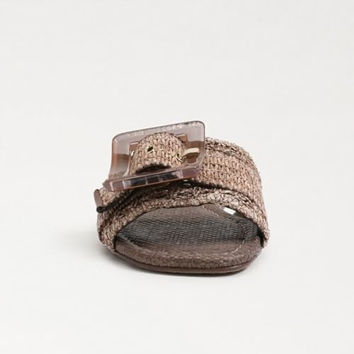 Image of ZJGZF Raffia Sandals for Women Buckle Straw flats Woven Braided Rattan Slides Summer Beach Sandals Comfort Cute Shoes