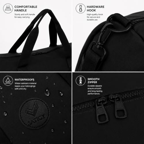 Image of Storite Travel Duffel Bag with Shoe Compartment-Black, 44x35x22 Cm