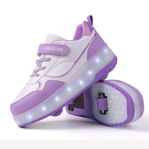 YUNICUS Kids LED Light up Shoes Wheel Shoes USB Charging Roller Skate Shoes Sneakers Girls Boys Kids Best Gift for Birthday Halloween Christmas3