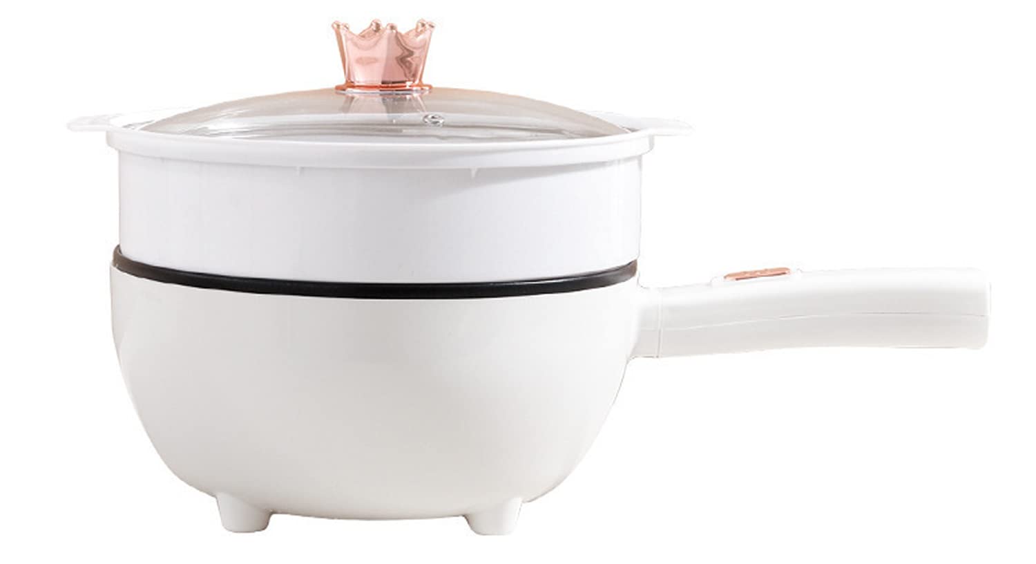 GGEROU 3L Electric Hot Pot with Steamer & Temperature Control - Non-Stick Electric Cooker Shabu Shabu, Electric Skillet,Frying Pan,Electric Saucepan,for Noodles, Egg, Steak, Sauté, Steam and Soup (3L)