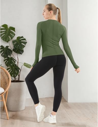 Image of MathCat Seamless Workout Shirts for Women Long Sleeve Yoga Tops Sports Running Shirt Breathable Athletic Top Slim Fit XS-XL