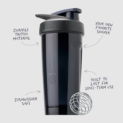 BlenderBottle Strada Shaker Cup Perfect for Protein Shakes and Pre Workout, 28-Ounce, Black