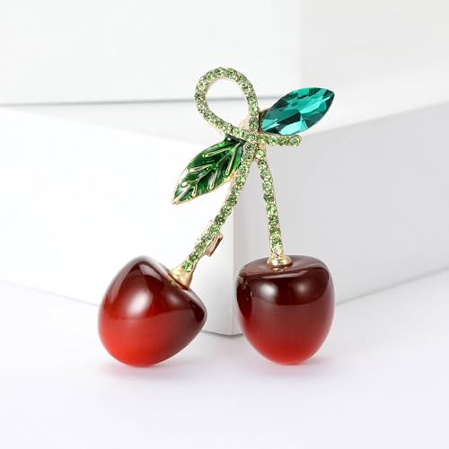 Image of Enamel Fruit Brooch for Women Rhinestones Fruit Lapel Pin Elegant Fruit Brooches Jewelry Gift, Perfect for Dresses Hat Bag