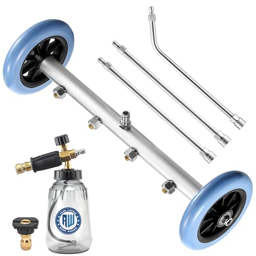 RIDGE WASHER Pressure Washer Undercarriage Cleaner, 16 Inch Undercarriage Washer with Foam Cannon, Under Car Cleaner with Straight Extension Wand, 4000 PSI