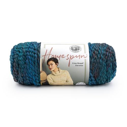 Image of Lion Brand Yarn, Homespun Bulky Crochet Yarn, Lagoon, Blue, 1 Pack