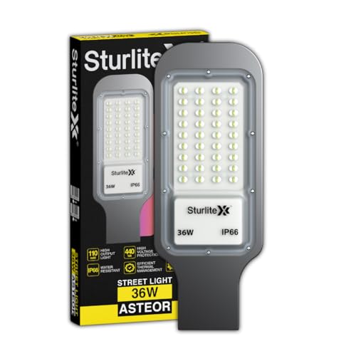 Sturlite Asteor 36W LED Street Light| Cool White 6500K Color Temperature LED Street Lamp| IP66 Waterproof Surge Protection Focus Light for Garage, Parking, Garden, Playground & Sidewalks - (Pack of 1)