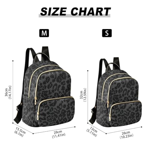 Image of ALAZA Gray Black Leopard Print Pattern Medium Backpack Purse for Women Travel Bag Fashion Daypack Back Pack Shoulder Bag