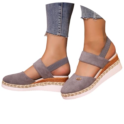 Dasongff Sandales Femme Été Confortable Compensée Nu Pieds Femme Été Confortable Sandale Fermer Devant Légères Chaussures Tongue Plage Antidérapantes...