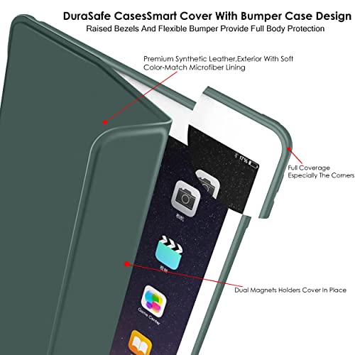 Image of DuraSafe Cases for iPad Mini 3 /2 /1 7.9 Inch Trifold Soft Silicone Shock Proof Magnetic Flip Case - Dark Green