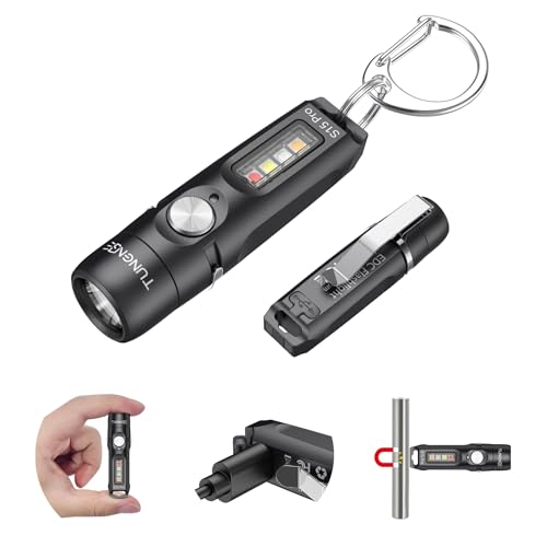 TUNENGE S15Pro Keychain Flashlight Rechargeable with Clip & Magnet,750 High Lumen EDC Pocket Flash Light,Multifunction Mini Side Light and 365nmUV- 11 Lighting Mode