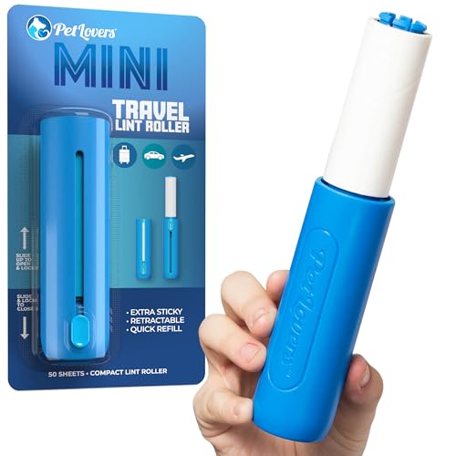 PetLovers Mini Lint Roller Travel Size 50 Sheets &ndash; Compact pet Hair Remover for Dog and cat Fur...