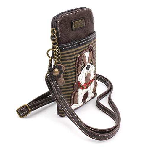 Image of CHALA Dog Collection Cell Phone Crossbody Purse-Women PU Leather /Canvas Multicolor Handbag with Adjustable Strap