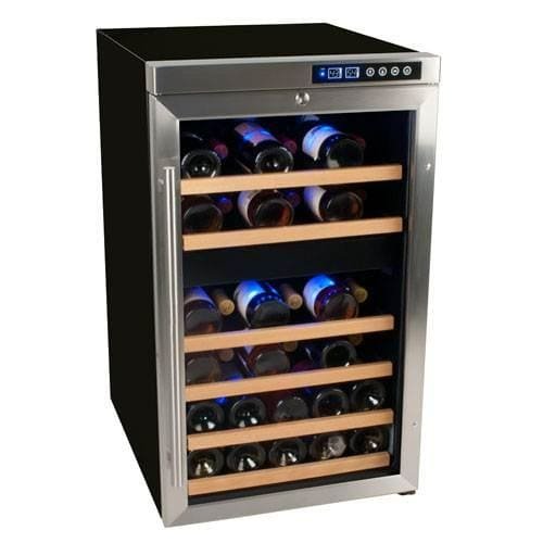 EdgeStar 34 Bottle Free Standing Dual Zone Wine Cooler - Black/Stainless Steel