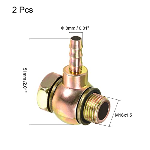 PATIKIL Hose Barb Fitting Elbow 8mm Barbed M16x1.5 Male Thread - Image 2
